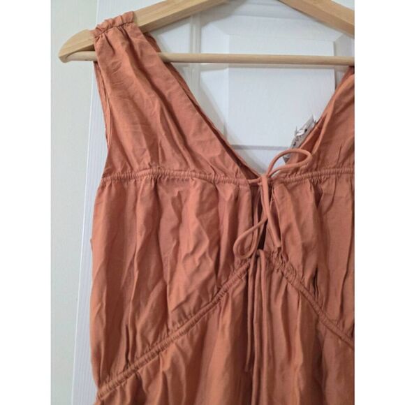 FRAME Cinched V-Neck Crinkled Midi Dress S - Picture 5 of 8